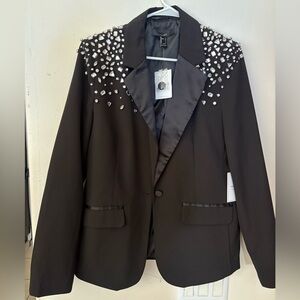 Forever 21 Black Blazer with Crystal Embellishments